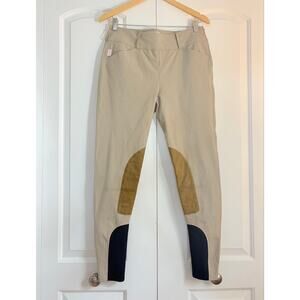The Tailored Sportsman Trophy Hunter Mid Rise Breeches Tan Side Zip Velcro 30
